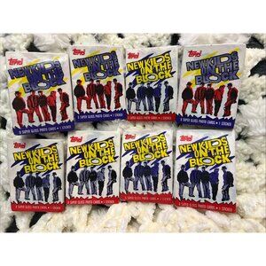 8 PACKS OF  NEW KIDS ON THE BLOCK TOPPS TRADING CARDS WITH STICKERS TOPPS NKOB